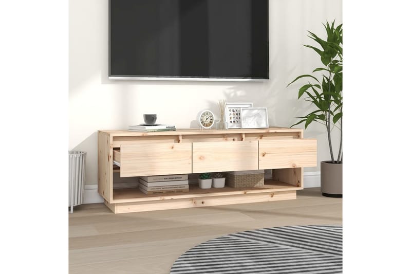 TV-taso 110,5x34x40 cm täysi mänty - Ruskea - Huonekalut - TV- & Mediakalusteet - Tv taso & Mediataso