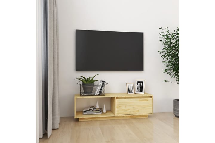 TV-taso 110x30x33,5 cm täysi mänty - Ruskea - Tv taso & Mediataso
