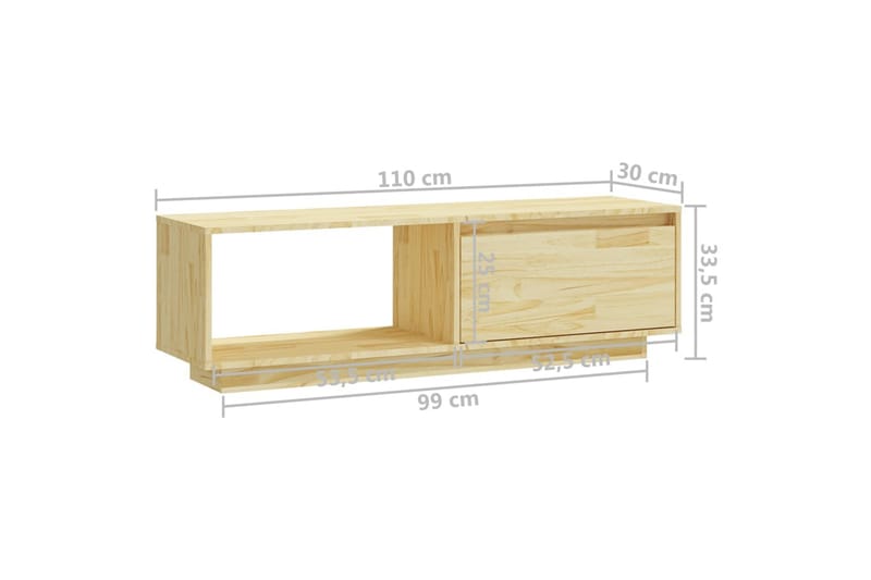 TV-taso 110x30x33,5 cm täysi mänty - Ruskea - Huonekalut - TV- & Mediakalusteet - Tv taso & Mediataso