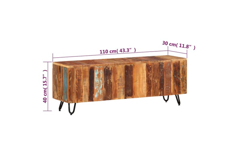 TV-taso 110x30x40 cm kierrätetty täyspuu - Monivärinen - Huonekalut - TV- & Mediakalusteet - Tv taso & Mediataso