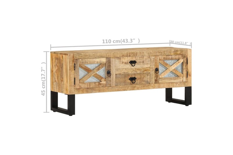 TV-taso 110x30x45 cm karkea mangopuu - Ruskea - Huonekalut - TV- & Mediakalusteet - Tv taso & Mediataso