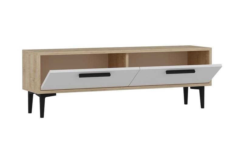 TV-taso 120 cm 2 kaappia - Luonnonväri/valkoinen/musta - Huonekalut - TV- & Mediakalusteet - Tv taso & Mediataso