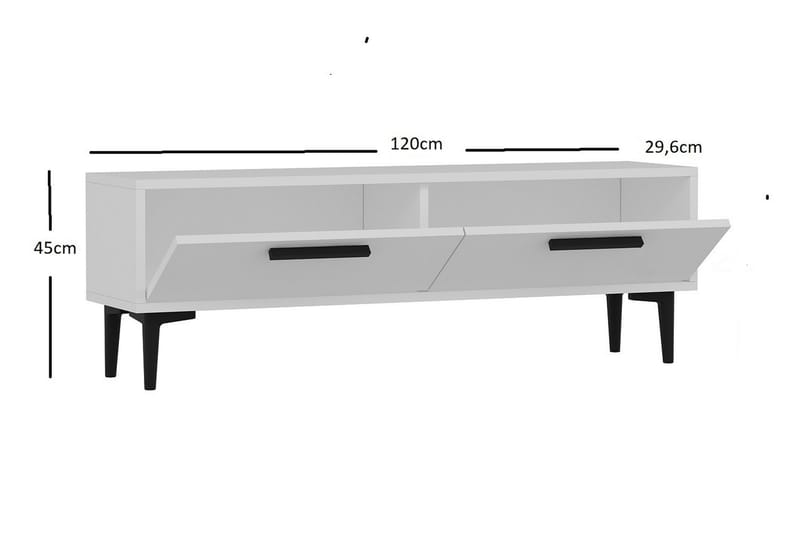 TV-taso 120 cm 2 kaappia - Valkoinen/musta - Huonekalut - TV- & Mediakalusteet - Tv taso & Mediataso