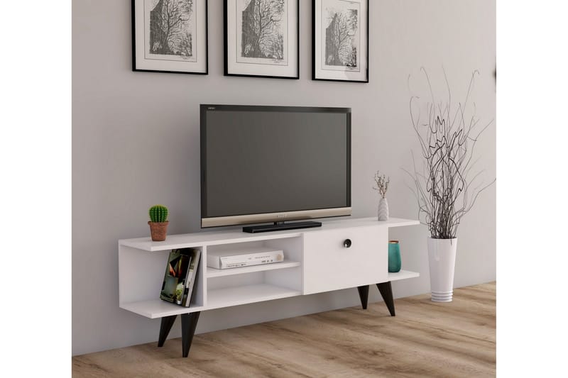 TV-taso 120 cm - Valkoinen/musta - Huonekalut - TV- & Mediakalusteet - Tv taso & Mediataso