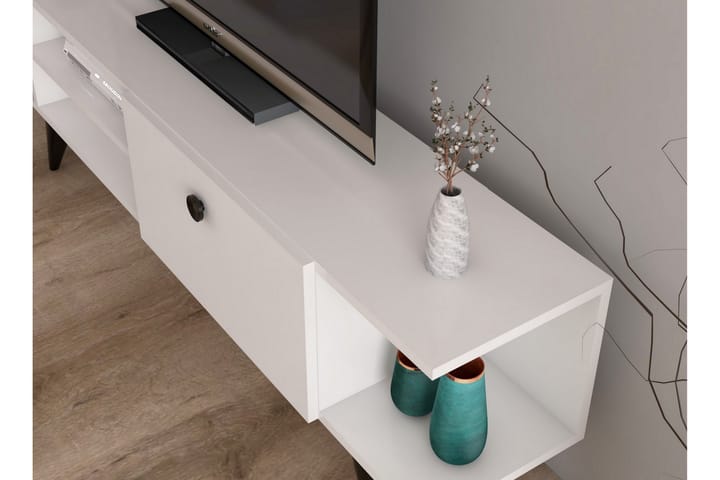 TV-taso 120 cm - Valkoinen/musta - Tv taso & Mediataso