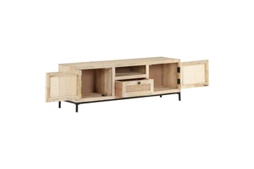TV-taso 120x30x40 cm täysi mangopuu ja luonnollinen ruoko - Huonekalut - TV- & Mediakalusteet - Tv taso & Mediataso
