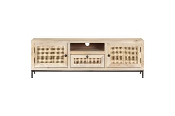 TV-taso 120x30x40 cm täysi mangopuu ja luonnollinen ruoko - Huonekalut - TV- & Mediakalusteet - Tv taso & Mediataso