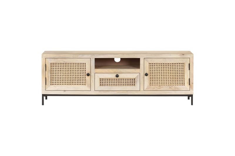 TV-taso 120x30x40 cm täysi mangopuu ja luonnollinen ruoko - Huonekalut - TV- & Mediakalusteet - Tv taso & Mediataso