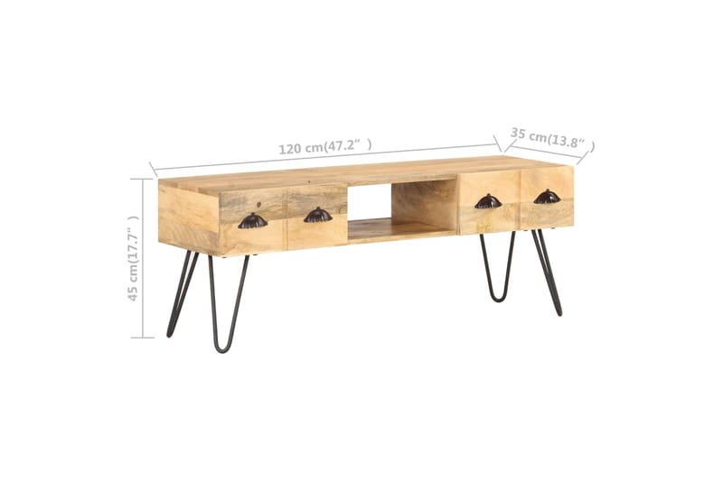 TV-taso 120x35x45 cm täysi mangopuu - Ruskea - Huonekalut - TV- & Mediakalusteet - Tv taso & Mediataso
