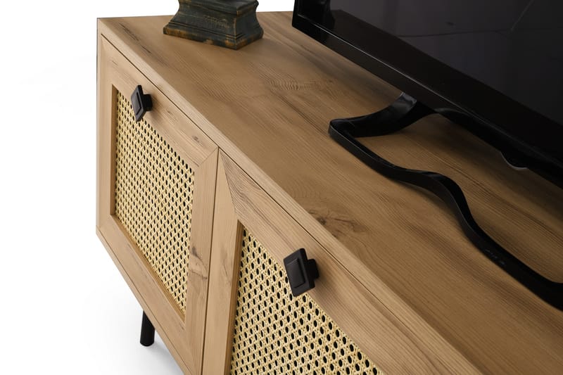 TV-taso 140 cm 3 kaappia - Luonnonväri/Musta - Huonekalut - TV- & Mediakalusteet - Tv taso & Mediataso