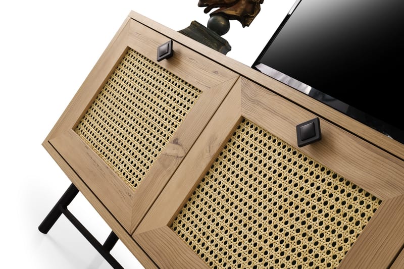 TV-taso 140 cm 3 kaappia - Luonnonväri/Musta - Huonekalut - TV- & Mediakalusteet - Tv taso & Mediataso