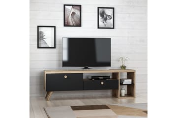 TV-taso 150 cm 2 kaappia - Musta/Luonnonväri - Huonekalut - TV- & Mediakalusteet - Tv taso & Mediataso