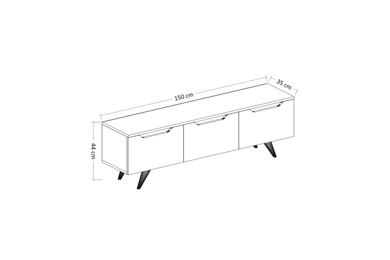 TV-taso 150 cm 3 kaappia - Antrasiitti/Luonnonväri - Huonekalut - TV- & Mediakalusteet - Tv taso & Mediataso