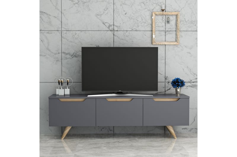 TV-taso 150 cm 3 kaappia - Antrasiitti/Luonnonväri - Huonekalut - TV- & Mediakalusteet - Tv taso & Mediataso