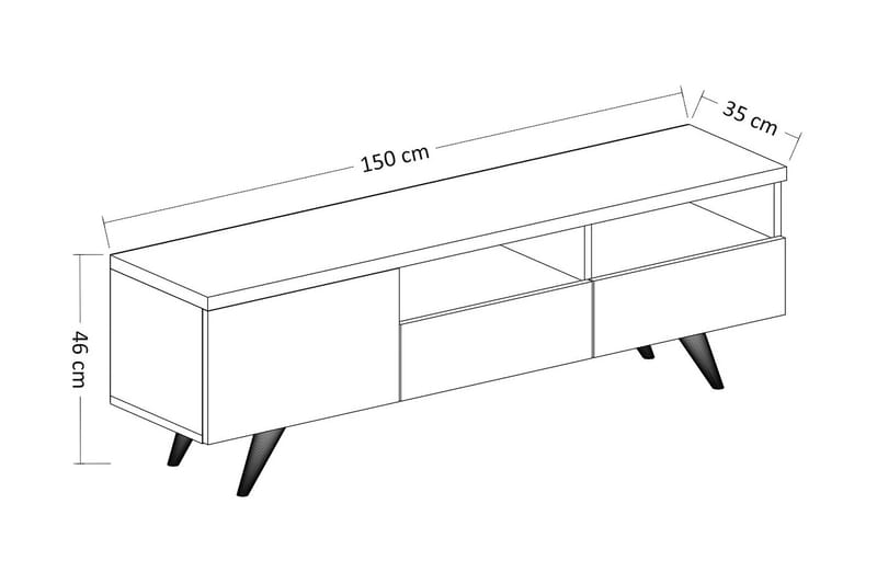 TV-taso 150 cm 3 kaappia - Luonnonväri/Valkoinen - Huonekalut - TV- & Mediakalusteet - Tv taso & Mediataso