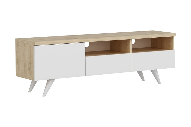 TV-taso 150 cm 3 kaappia - Luonnonväri/Valkoinen - Huonekalut - TV- & Mediakalusteet - Tv taso & Mediataso