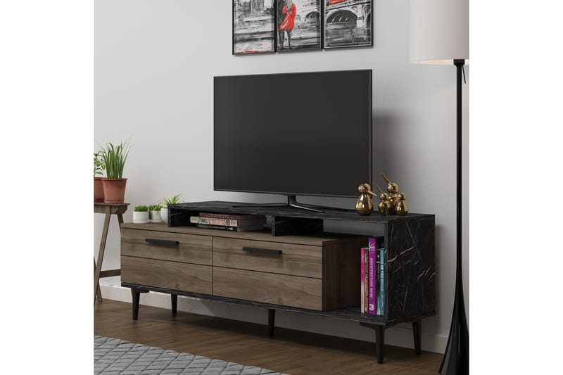 TV-taso 150 cm - Pähkinä/Musta - Huonekalut - TV- & Mediakalusteet - Tv taso & Mediataso