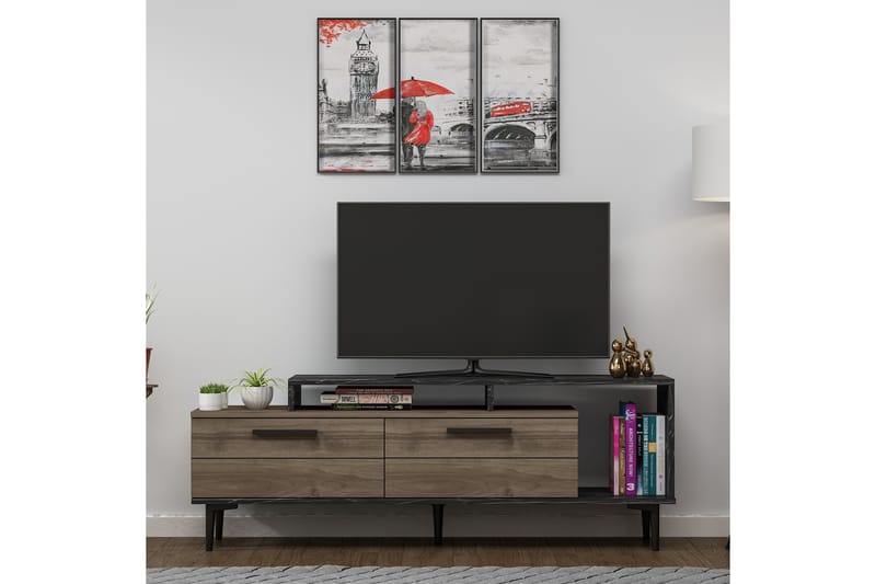 TV-taso 150 cm - Pähkinä/Musta - Huonekalut - TV- & Mediakalusteet - Tv taso & Mediataso