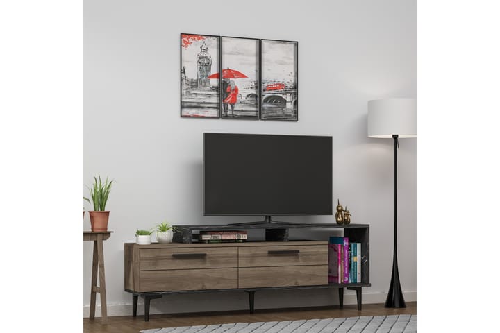 TV-taso 150 cm - Pähkinä/Musta - Tv taso & Mediataso