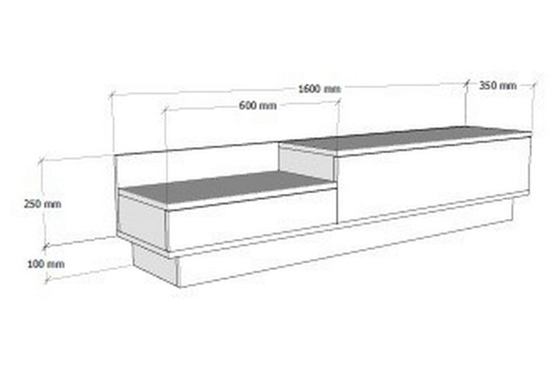 TV-taso 160 cm 2 kaappia - Valkoinen/Luonnonväri - Tv taso & Mediataso