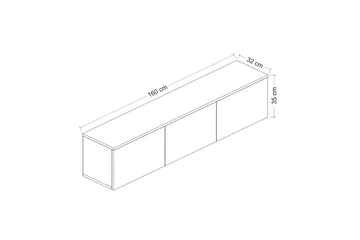 TV-taso 160 cm 3 kaappia - Valkoinen/Luonnonväri - Huonekalut - TV- & Mediakalusteet - Tv taso & Mediataso