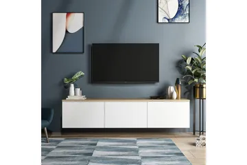 TV-taso 160 cm 3 kaappia - Valkoinen/Luonnonväri - Huonekalut - TV- & Mediakalusteet - Tv taso & Mediataso