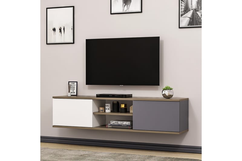TV-taso 160 cm - Antrasiitti/Pähkinä - Huonekalut - TV- & Mediakalusteet - Tv taso & Mediataso