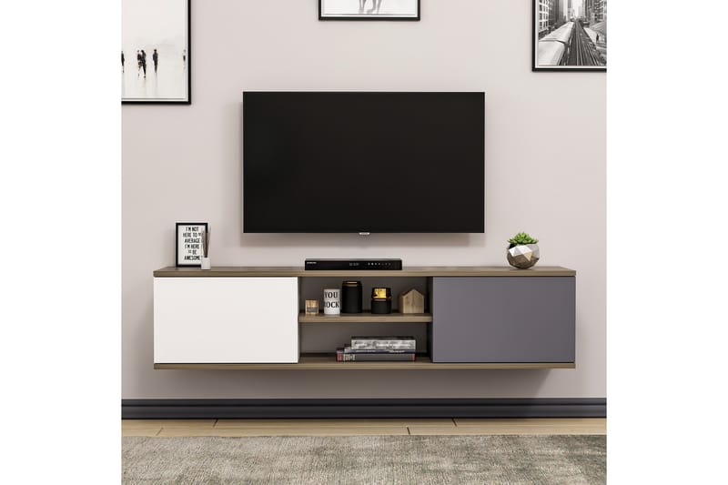 TV-taso 160 cm - Antrasiitti/Pähkinä - Huonekalut - TV- & Mediakalusteet - Tv taso & Mediataso