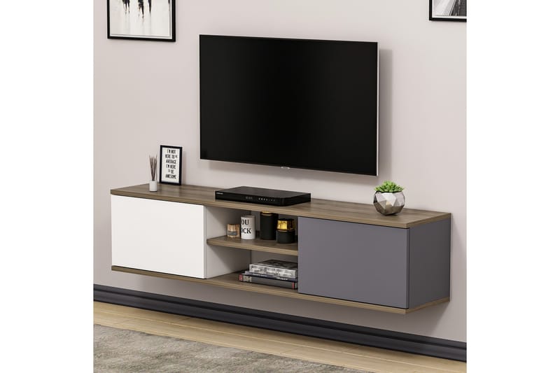 TV-taso 160 cm - Antrasiitti/Pähkinä - Huonekalut - TV- & Mediakalusteet - Tv taso & Mediataso