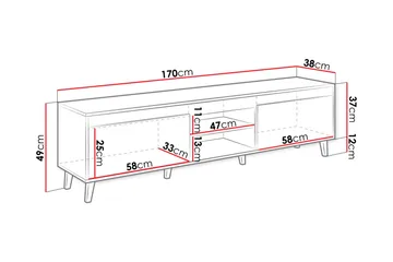 TV-taso 170 cm Paddalsliden - Luonnonväri/Antrasiitti - Huonekalut - TV- & Mediakalusteet - Tv taso & Mediataso