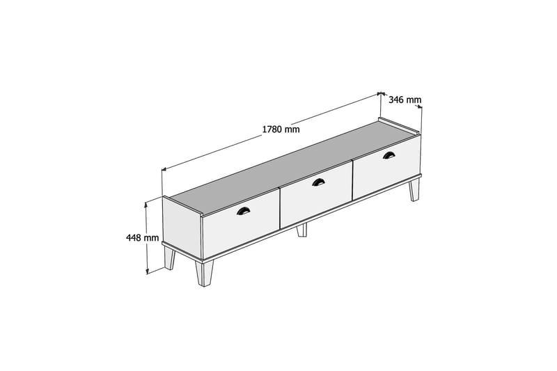 Tv-taso 178 cm - Luonnonväri/Valkoinen - Tv taso & Mediataso