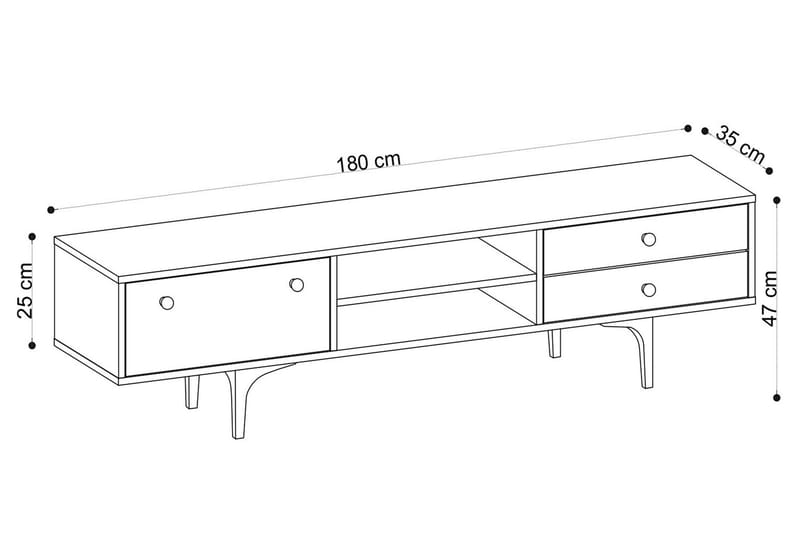 TV-taso 180 cm 3 kaappia - Luonnonväri/Musta - Huonekalut - TV- & Mediakalusteet - Tv taso & Mediataso