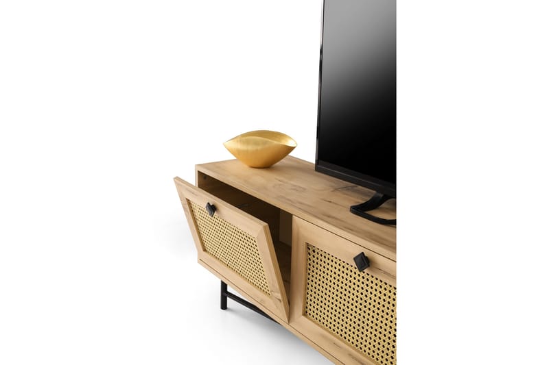 TV-taso 180 cm 4 kaappia - Luonnonväri/Musta - Huonekalut - TV- & Mediakalusteet - Tv taso & Mediataso