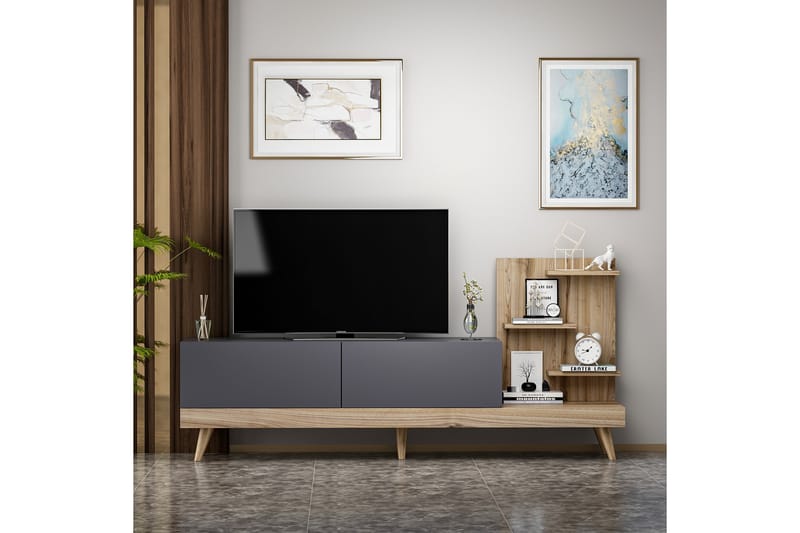 TV-taso 180 cm - Antrasiitti/Pähkinä - Huonekalut - TV- & Mediakalusteet - Tv taso & Mediataso