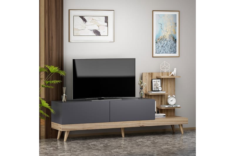 TV-taso 180 cm - Antrasiitti/Pähkinä - Huonekalut - TV- & Mediakalusteet - Tv taso & Mediataso