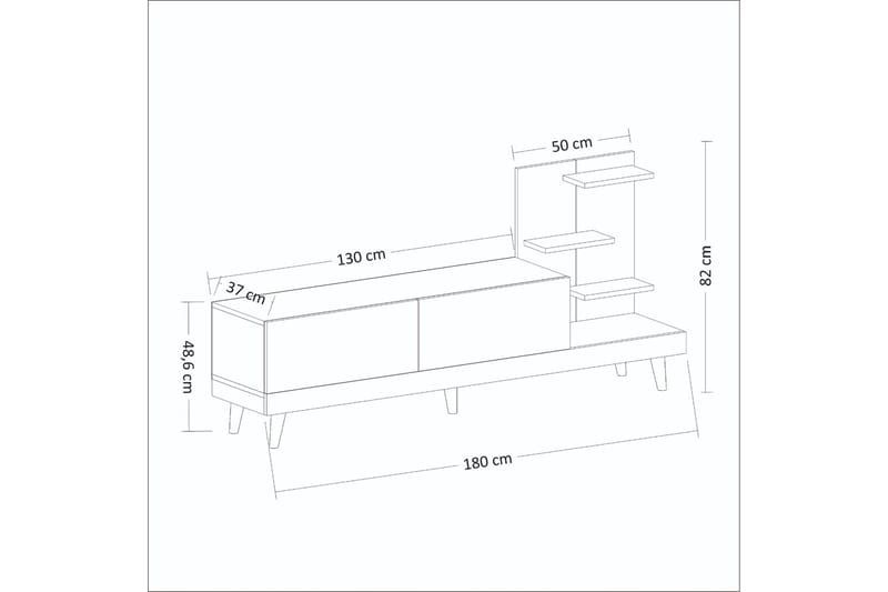 TV-taso 180 cm - Antrasiitti/Pähkinä - Tv taso & Mediataso