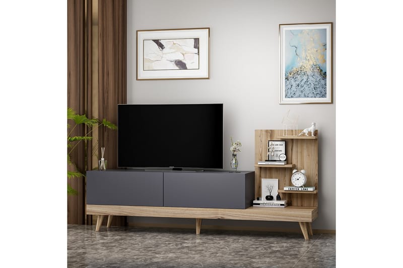 TV-taso 180 cm - Antrasiitti/Pähkinä - Huonekalut - TV- & Mediakalusteet - Tv taso & Mediataso