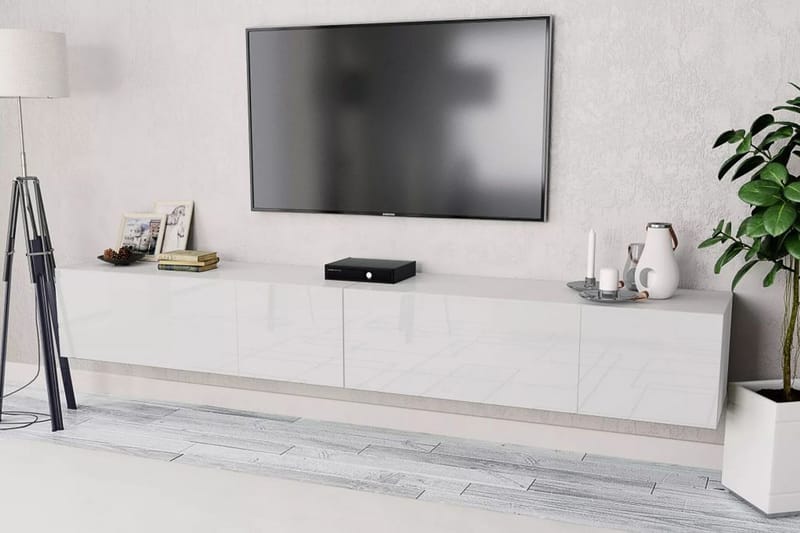 TV-taso 2 kpl Lastulevy 120x40x34 cm Korkeakiilto Valkoinen - Valkoinen - Huonekalut - TV- & Mediakalusteet - Tv taso & Mediataso