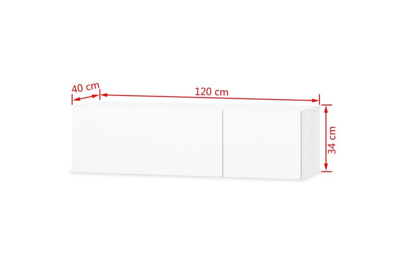 TV-taso 2 kpl Lastulevy 120x40x34 cm Korkeakiilto Valkoinen - Valkoinen - Huonekalut - TV- & Mediakalusteet - Tv taso & Mediataso