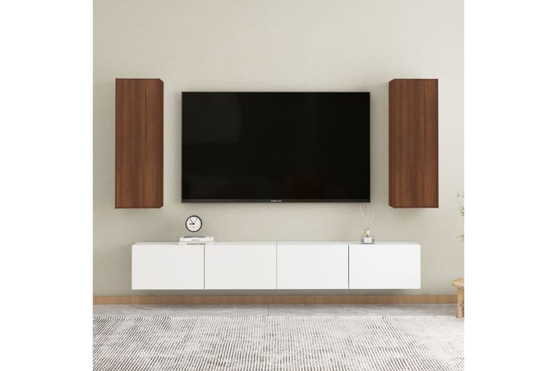 TV-taso 2 kpl ruskea tammi 30,5x30x90 cm tekninen puu - Ruskea - Huonekalut - TV- & Mediakalusteet - Tv taso & Mediataso