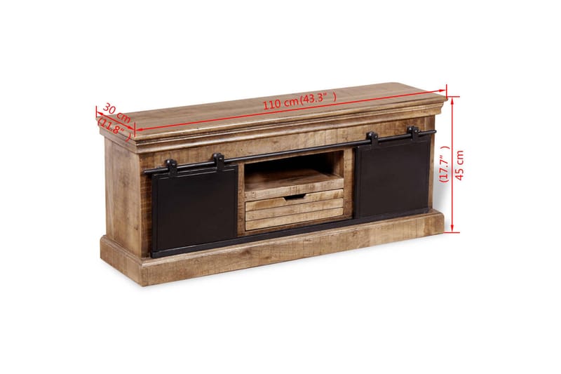 TV-taso 2-Liukuovea Täysi Mangopuu 110x30x45 cm - Monivärinen - Huonekalut - TV- & Mediakalusteet - Tv taso & Mediataso