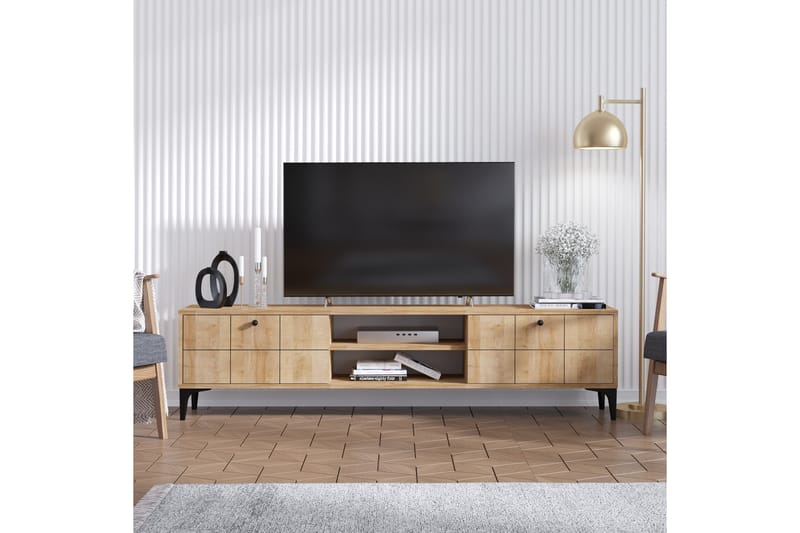 TV-taso 30x180 cm - Luonnonväri/Musta - Tv taso & Mediataso