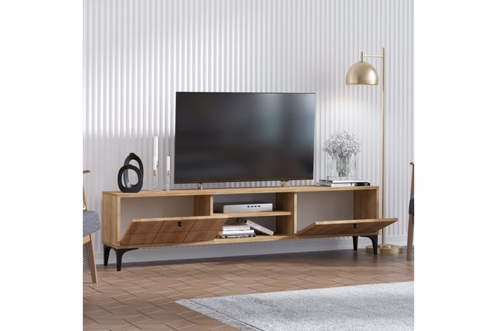 TV-taso 30x180 cm - Luonnonväri/Musta - Tv taso & Mediataso