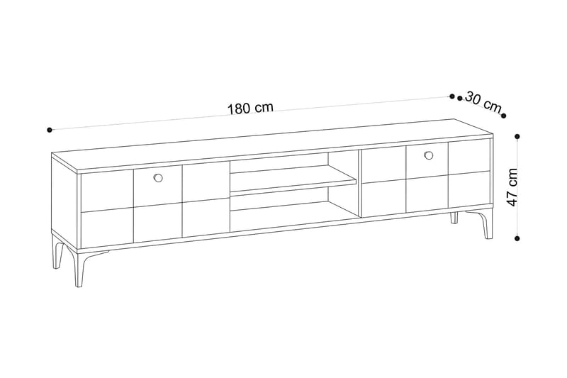 TV-taso 30x180 cm - Luonnonväri/Musta - Tv taso & Mediataso