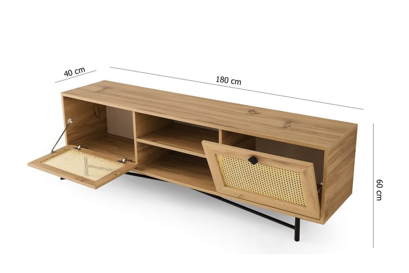 TV-taso 40x180 cm - Luonnonväri/Musta - Tv taso & Mediataso