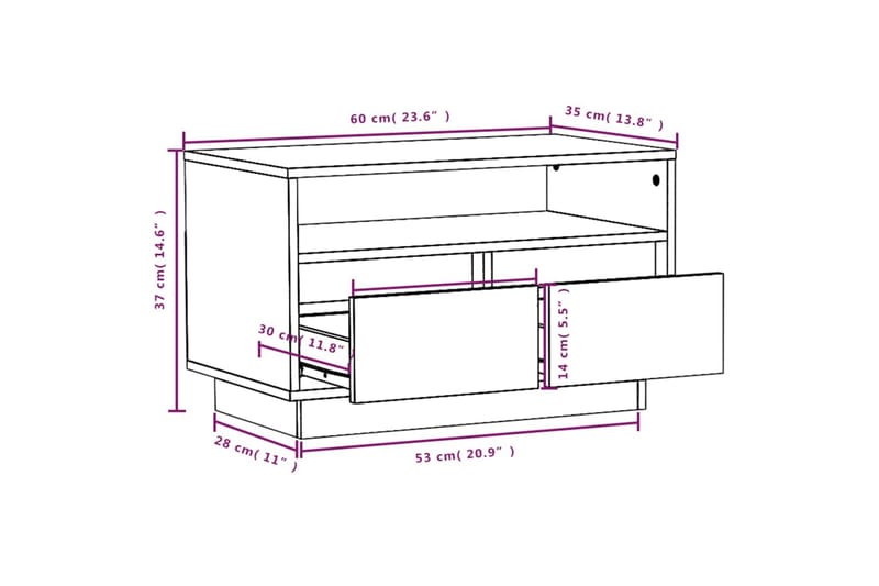 TV-taso 60x35x37 cm täysi mänty - Ruskea - Tv taso & Mediataso