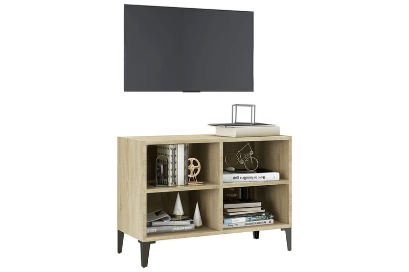 TV-taso 69,5x30x50 cm Sonoma-tammi Metallijalat - Ruskea - Huonekalut - TV- & Mediakalusteet - Tv taso & Mediataso
