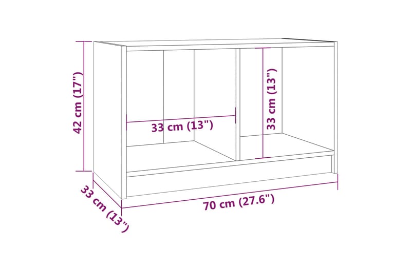 TV-taso 70x33x42 cm täysi mänty - Ruskea - Tv taso & Mediataso