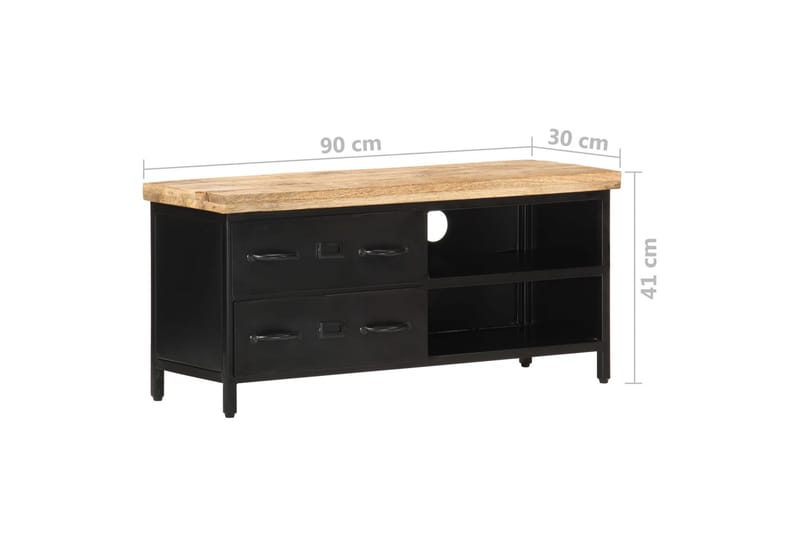 TV-taso 90x30x41 cm karkea mangopuu - Musta - Huonekalut - TV- & Mediakalusteet - Tv taso & Mediataso