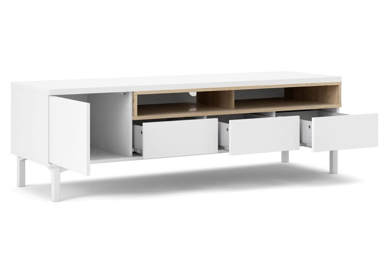 TV-taso Abner 155,7 cm - Valkoinen/tammi - Huonekalut - TV- & Mediakalusteet - Tv taso & Mediataso